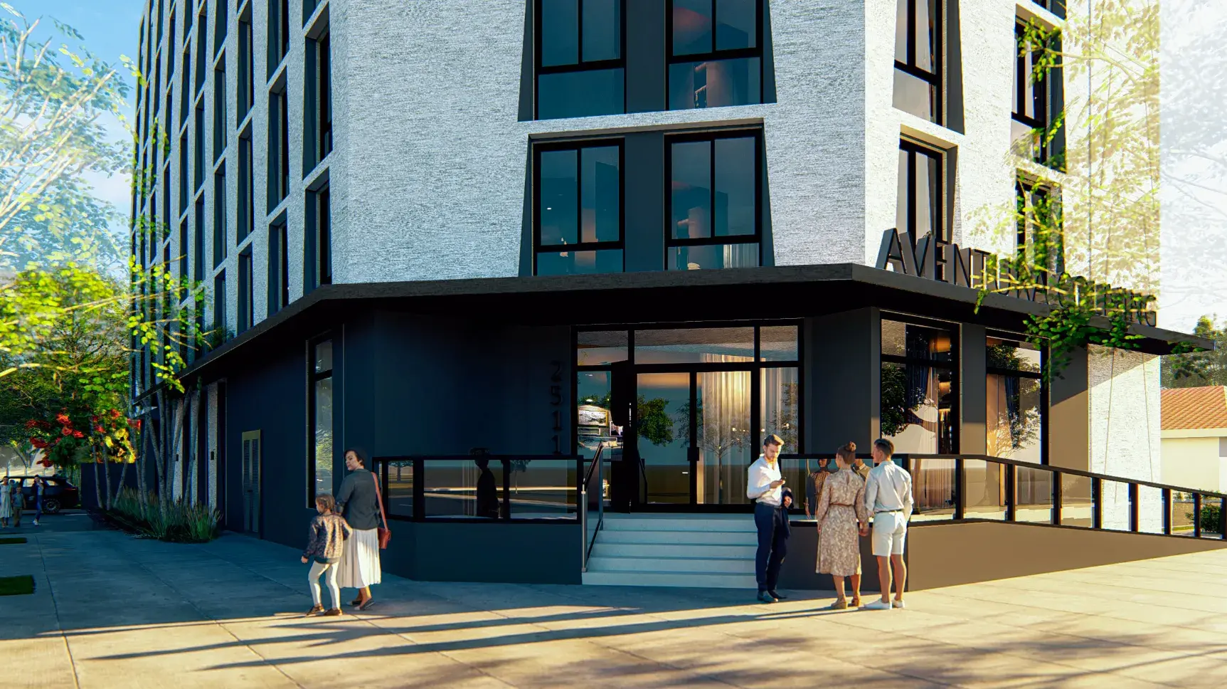 Coliving courtyard lounge